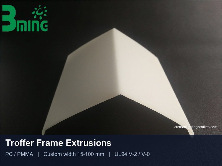 Troffer frame extrusion PC/PMMA profile